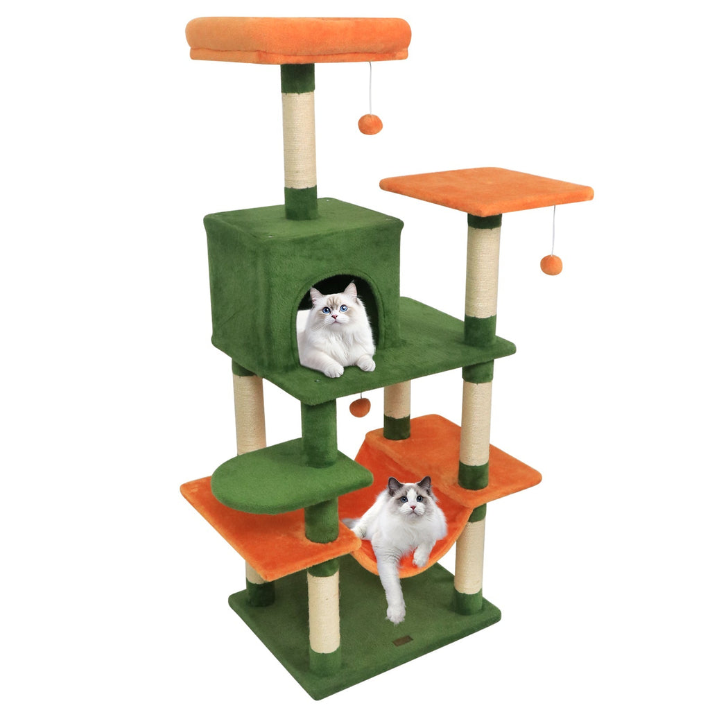 58" Multi-Level Cat Tree Soft Plush Tower with Padded Top Perch