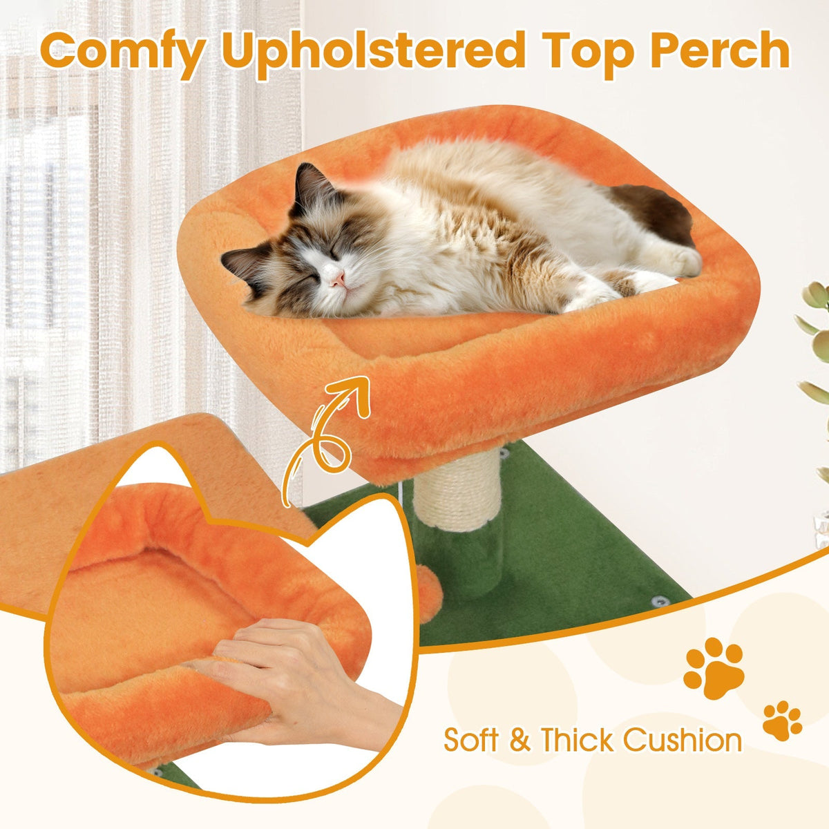 58" Multi-Level Cat Tree Soft Plush Tower with Padded Top Perch