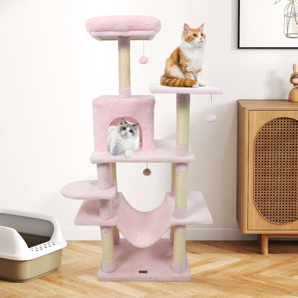 58" Multi-Level Cat Tree Soft Plush Tower with Padded Top Perch