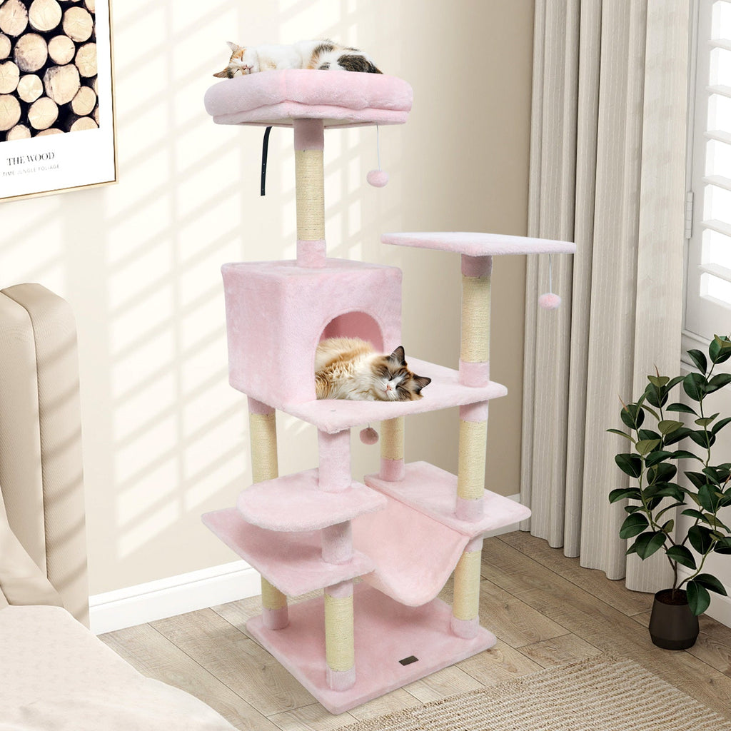 58" Multi-Level Cat Tree Soft Plush Tower with Padded Top Perch