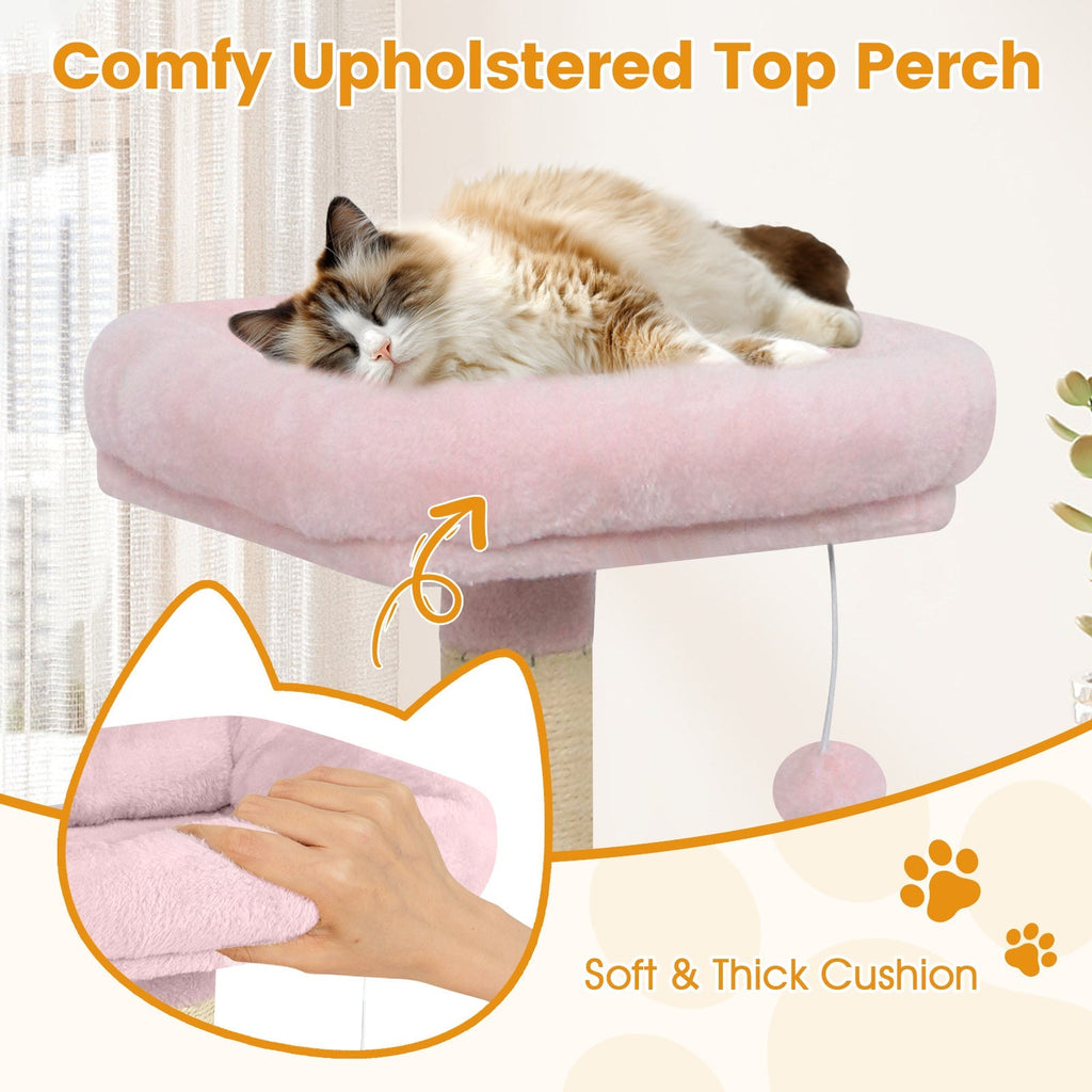 58" Multi-Level Cat Tree Soft Plush Tower with Padded Top Perch
