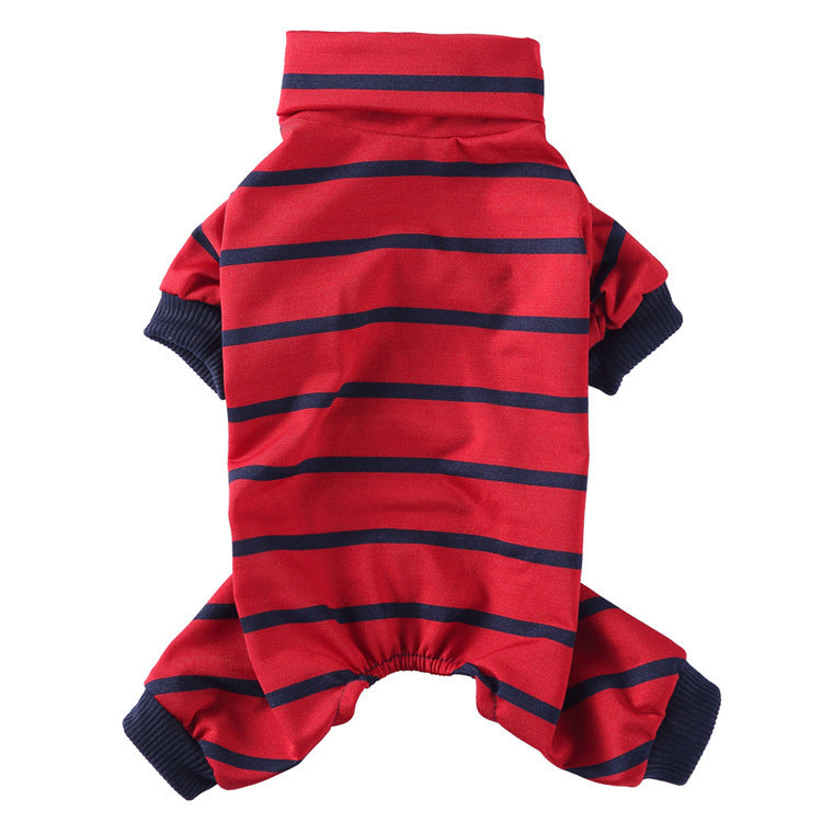 High Collar Striped Pet Pajamas