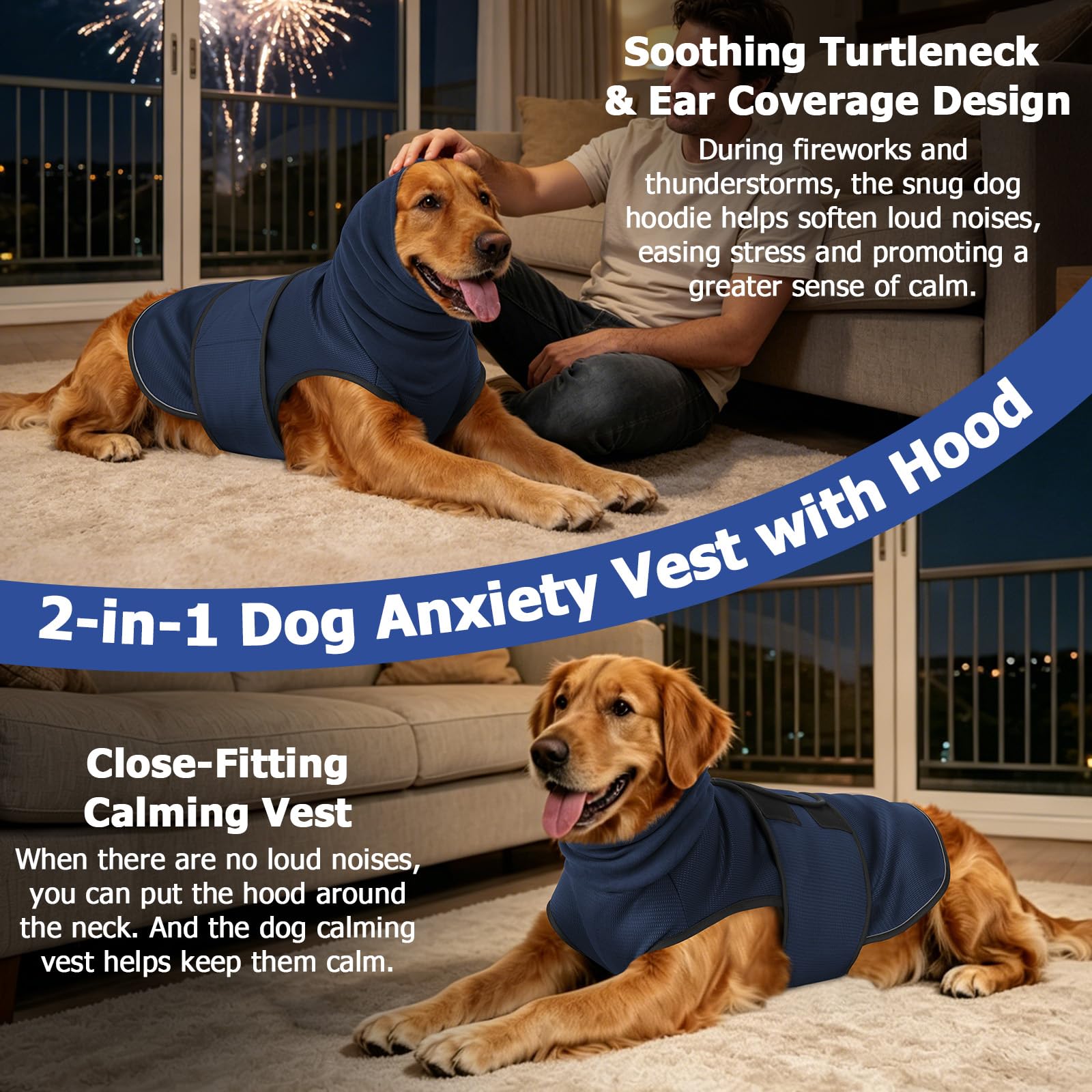 2-in-1 Dog Anxiety Vest With Hood