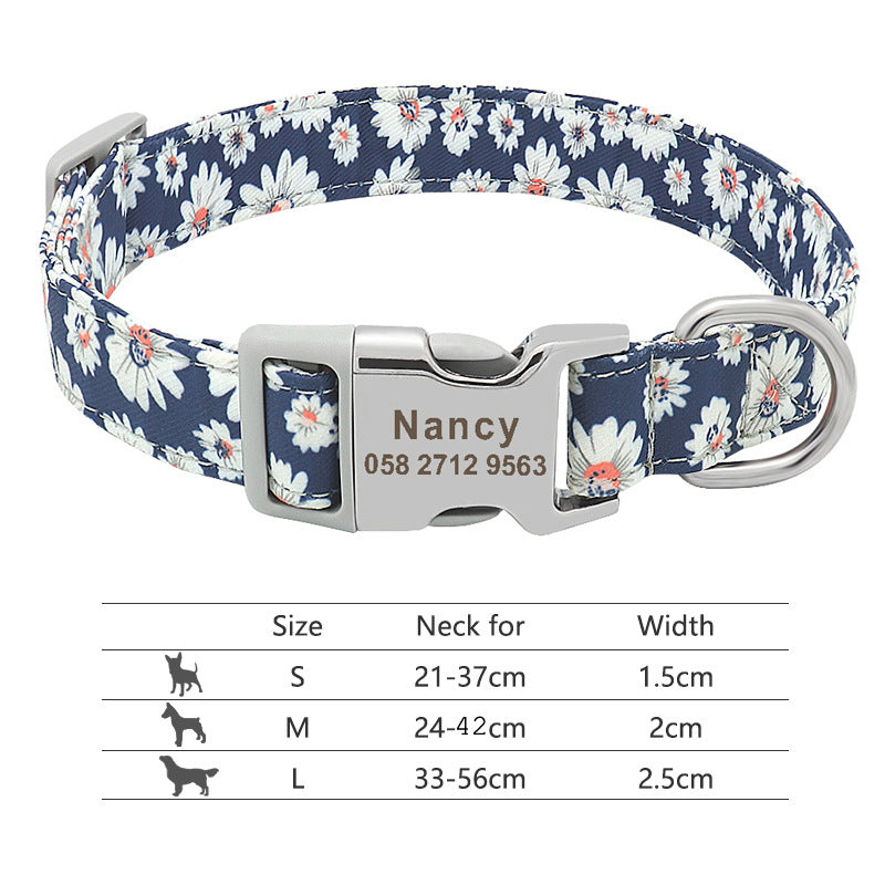 Adjustable Nylon Pet Collar, Personalized ID