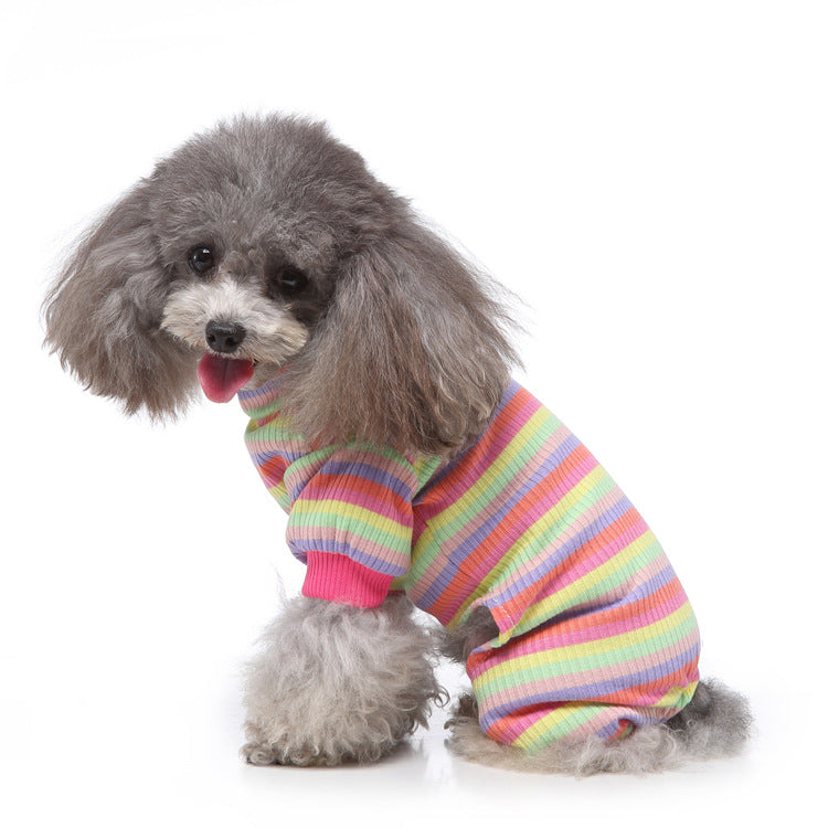 High Collar Striped Pet Pajamas