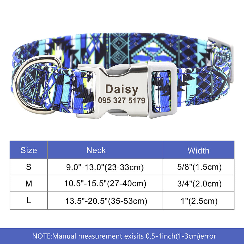 Adjustable Nylon Pet Collar, Personalized ID