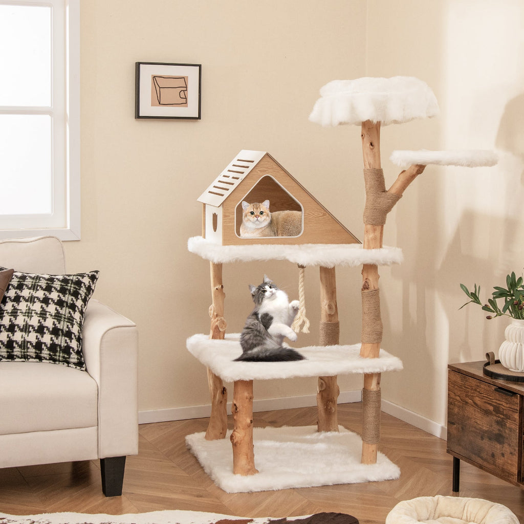 60 Inch Tall Solid Wood Cat Tree
