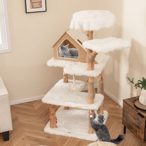 60 Inch Tall Solid Wood Cat Tree