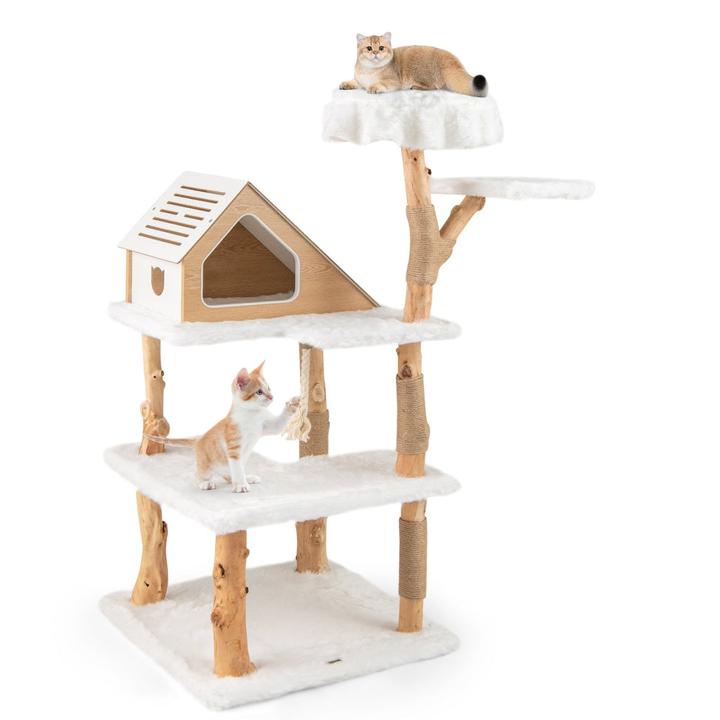 60 Inch Tall Solid Wood Cat Tree