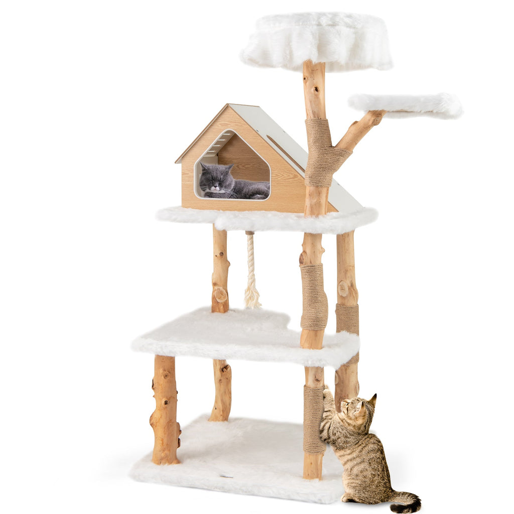 60 Inch Tall Solid Wood Cat Tree