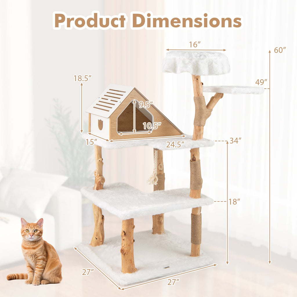 60 Inch Tall Solid Wood Cat Tree