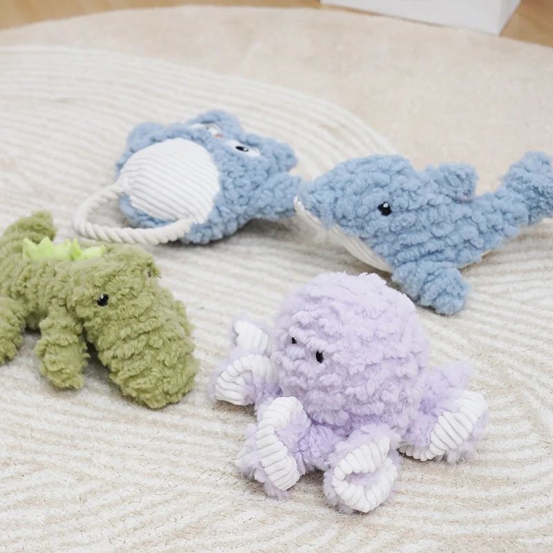 Plush Dog Toy Animals Shape Bite Resistant Squeaky Toys Corduroy