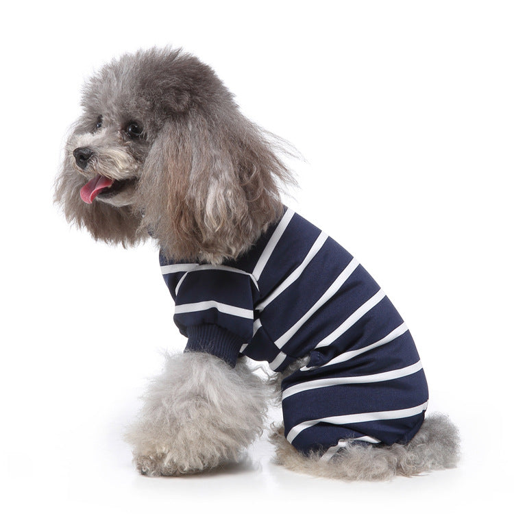 High Collar Striped Pet Pajamas