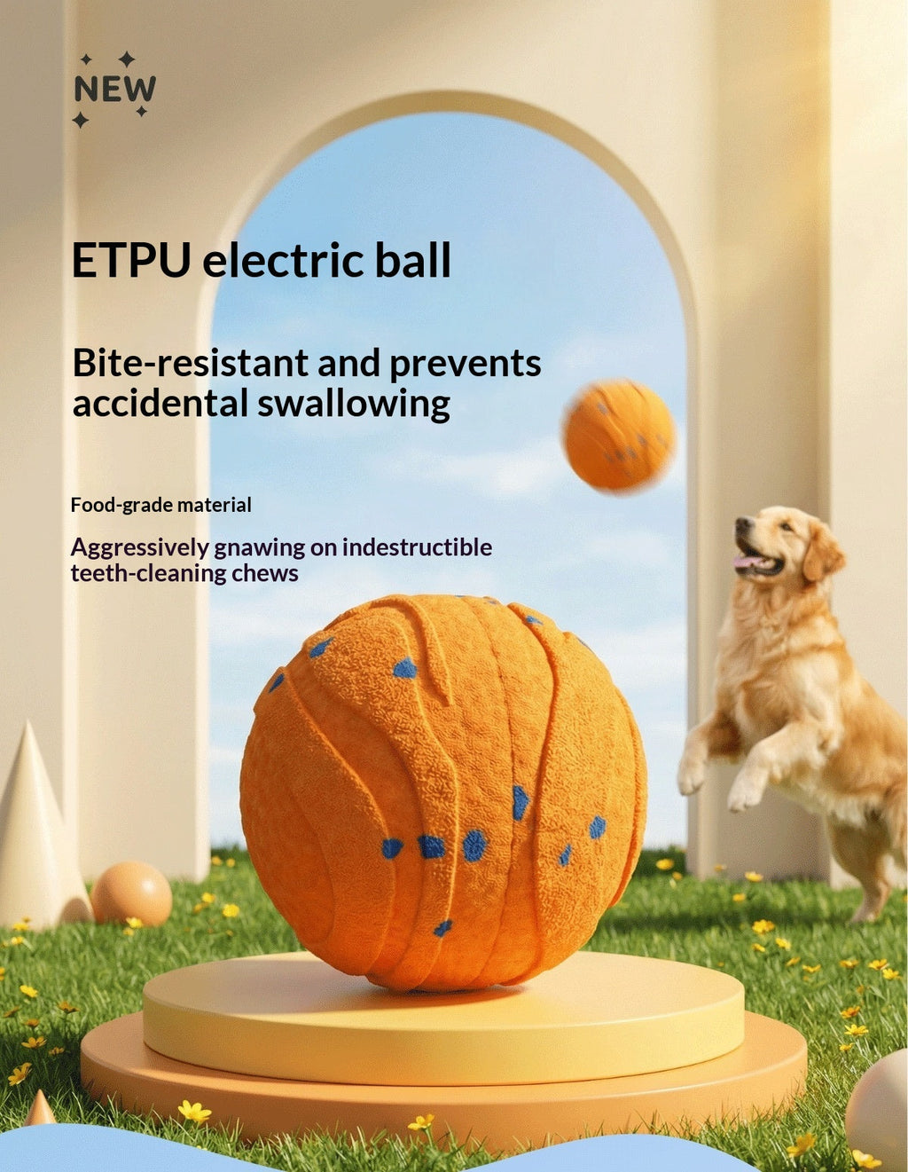 Electric Round Non-Toxic Dog Chew Toy Ball For Training