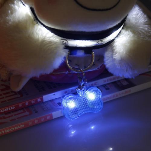 LED Dog Bone Shape ID Tag Pet Safety Collar Pendant