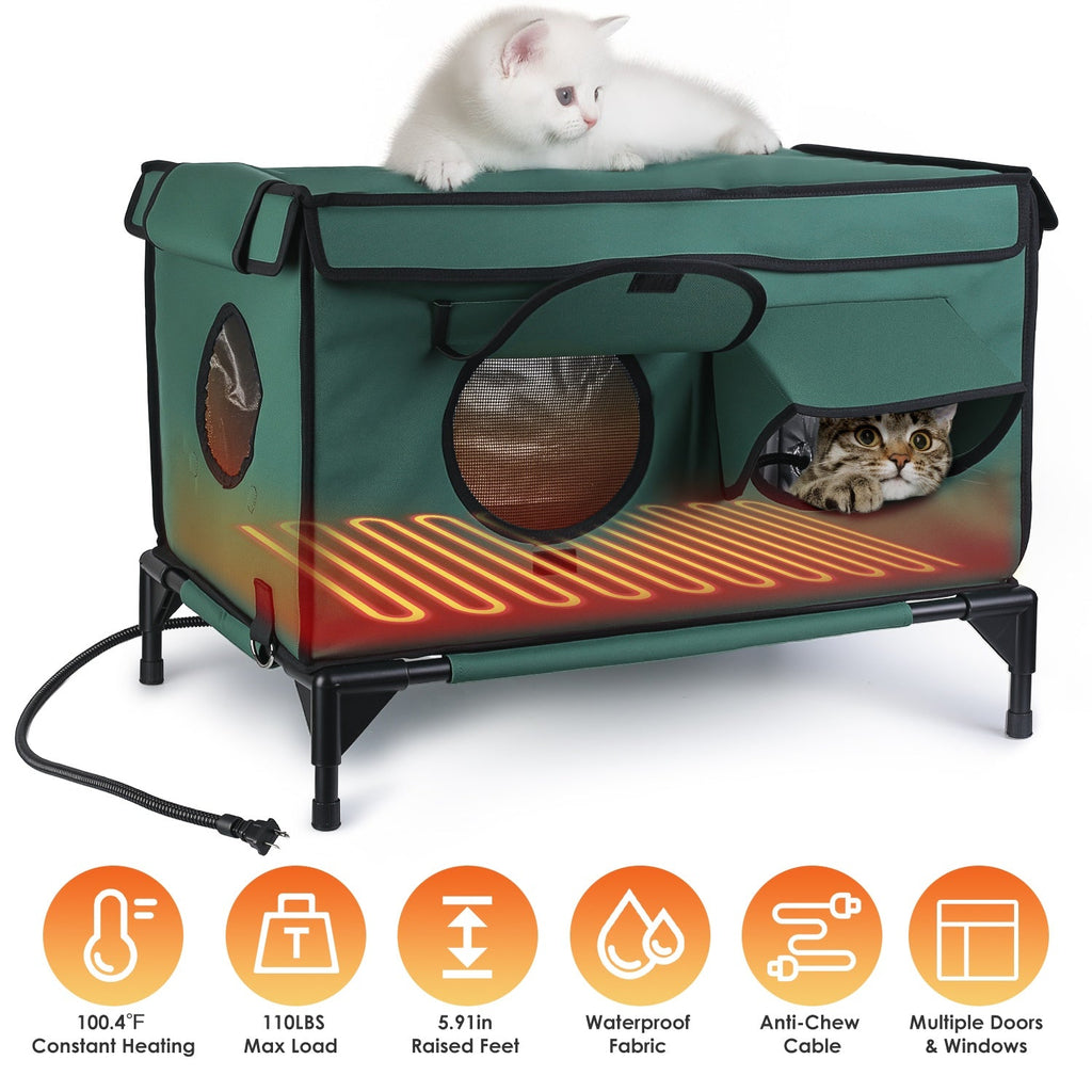 Waterproof Heated Cat House Outdoor Weatherproof