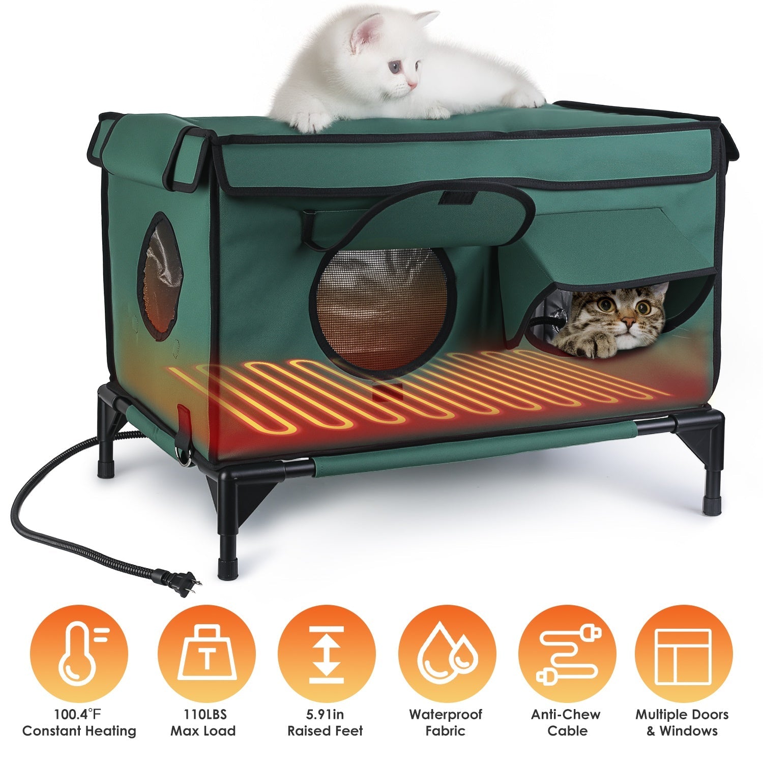 Waterproof Heated Cat House Outdoor Weatherproof
