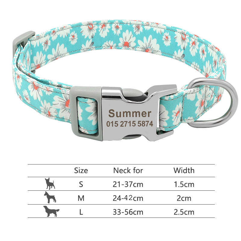 Adjustable Nylon Pet Collar, Personalized ID