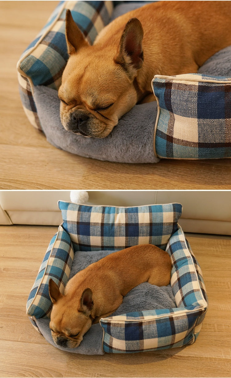 Retro Plaid All-Season Washable Pet Bed