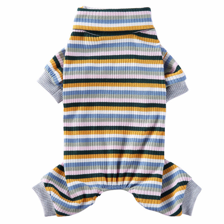 High Collar Striped Pet Pajamas