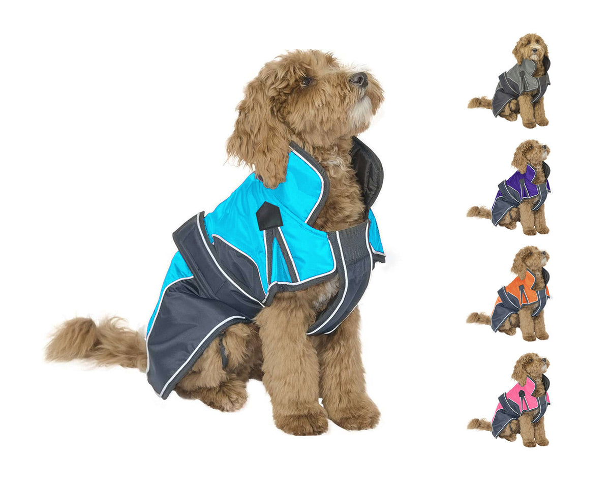 Waterproof Reflective Winter Dog Parka With Harness Opening Heavyweight 220g Polyfil