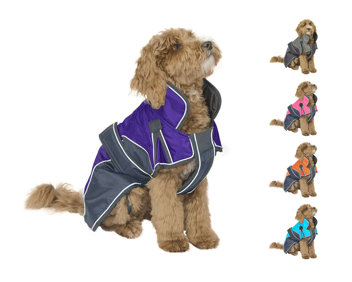 Waterproof Reflective Winter Dog Parka With Harness Opening Heavyweight 220g Polyfil