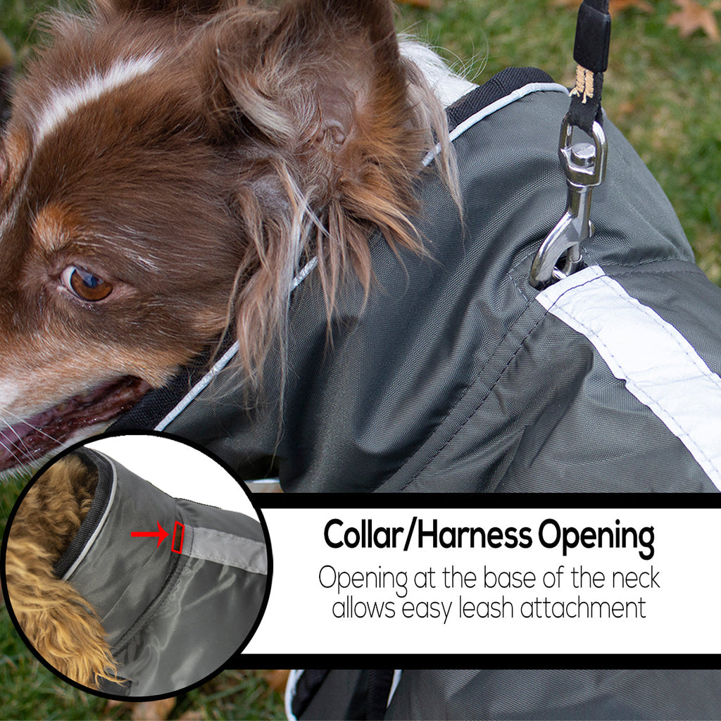 Waterproof Reflective Winter Dog Parka With Harness Opening Heavyweight 220g Polyfil
