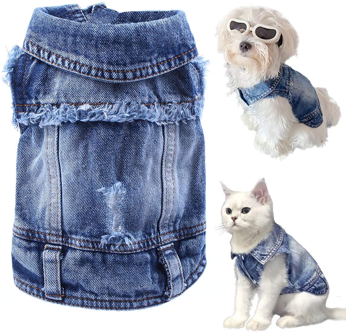 Blue Denim Jeans Jacket Pet Coat Vest