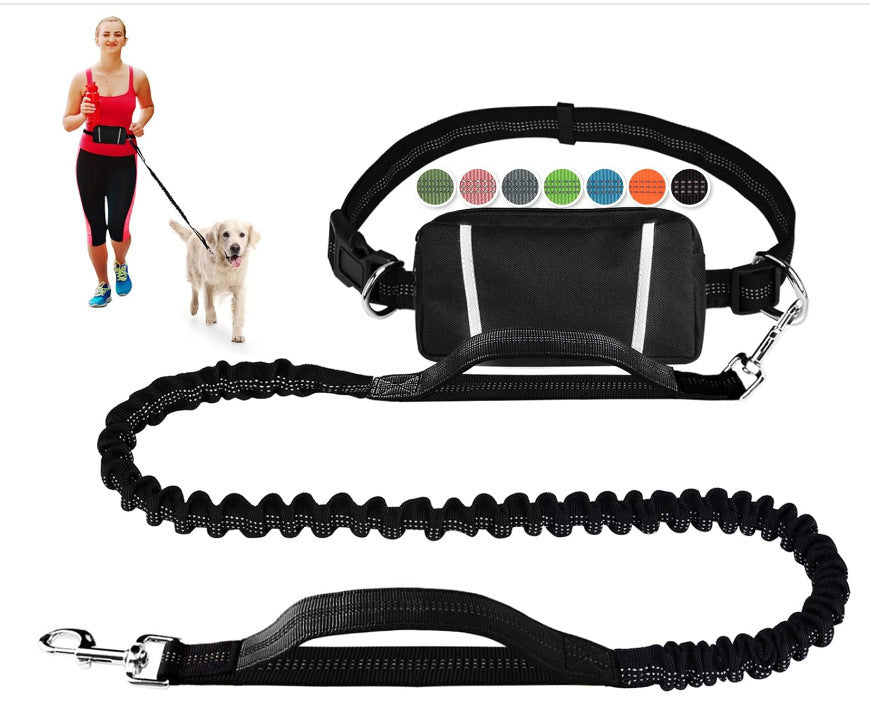 Dog Running Leash Set Reflective Night Running Waist Bag
