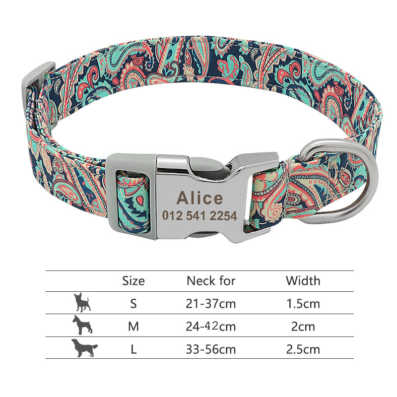 Adjustable Nylon Pet Collar, Personalized ID