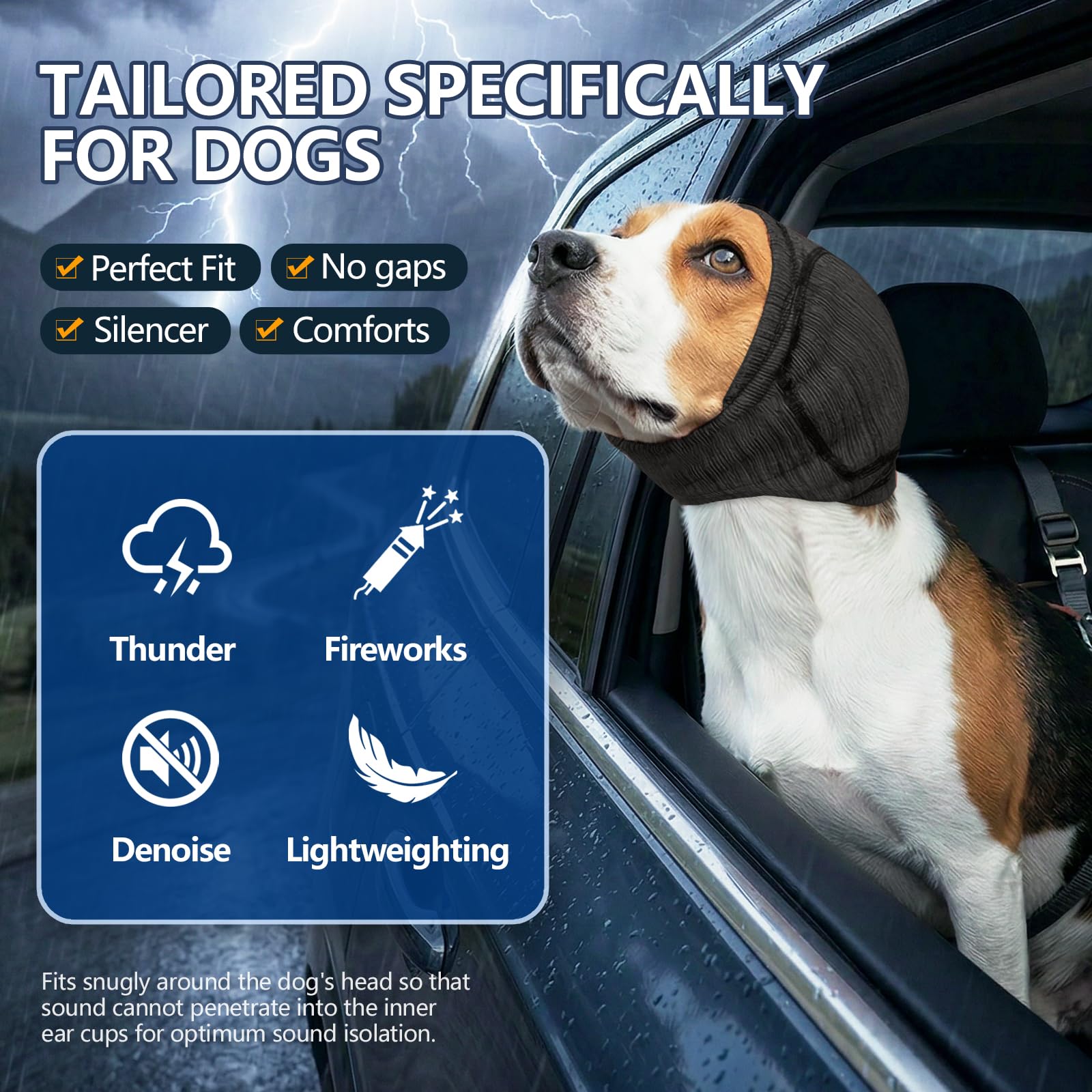 Soft Dog Ear Cover For Loud Noises,Thunderstorm&Fireworks