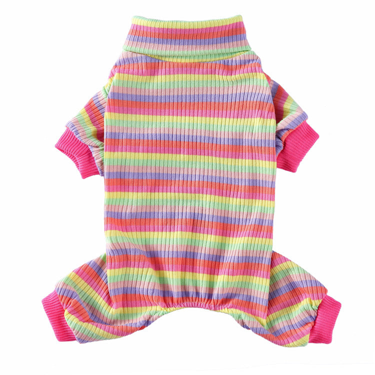 High Collar Striped Pet Pajamas