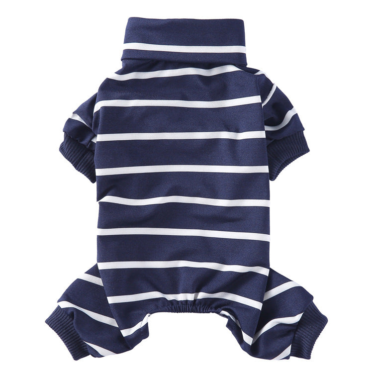 High Collar Striped Pet Pajamas