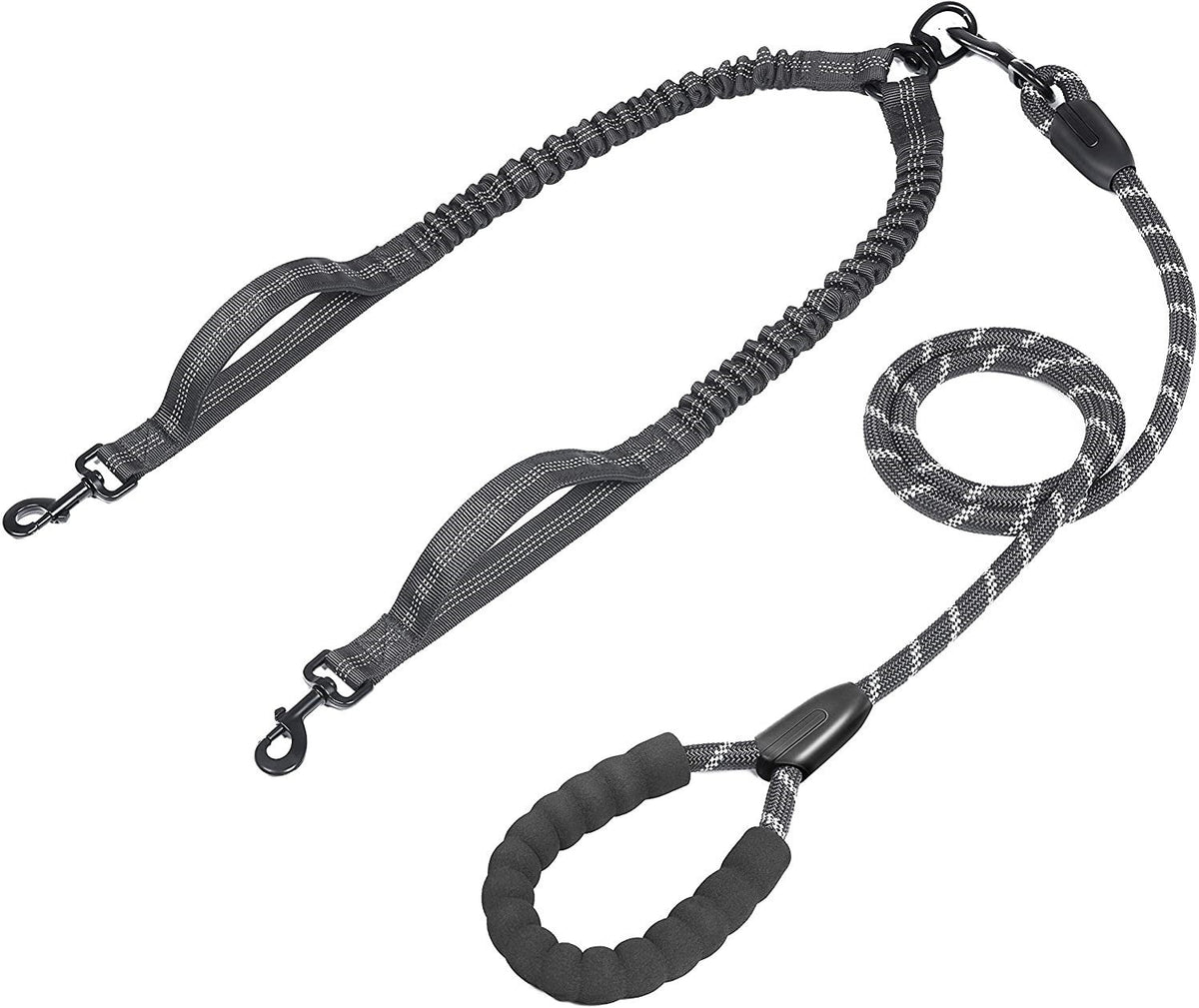 Pet Double Leash, One For Two, Telescopic Elastic Luminous Anti-Tangle Dog Leash