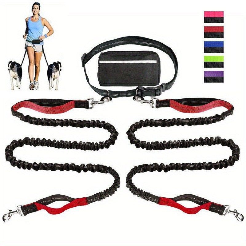 Dog Running Leash Set Reflective Night Running Waist Bag