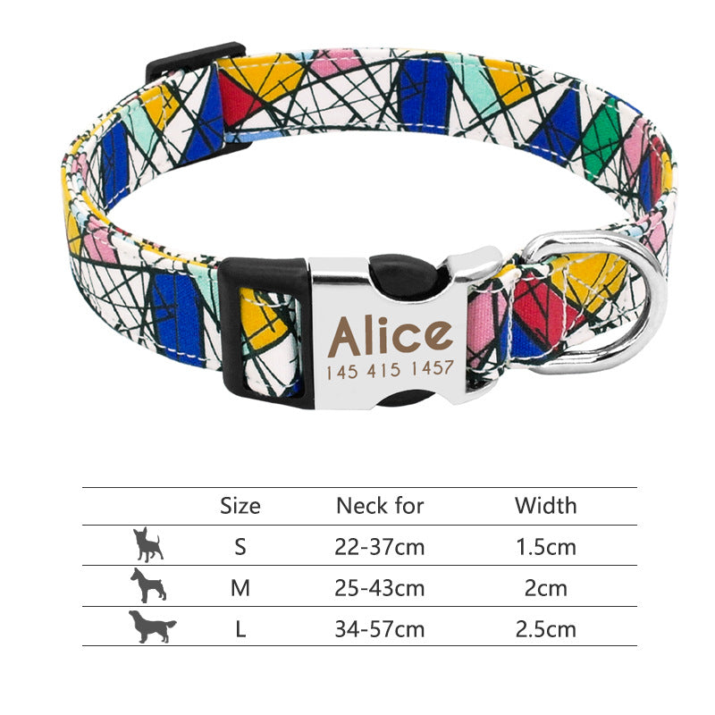 Adjustable Nylon Pet Collar, Personalized ID
