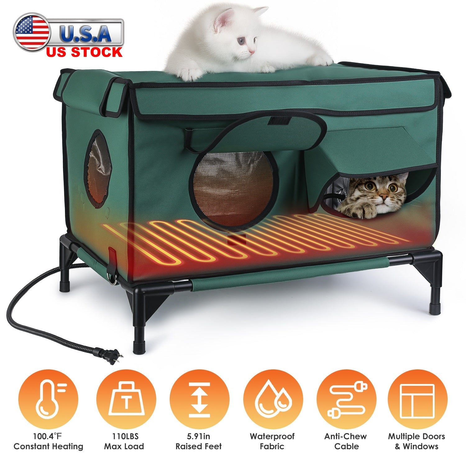 Waterproof Heated Cat House Outdoor Weatherproof