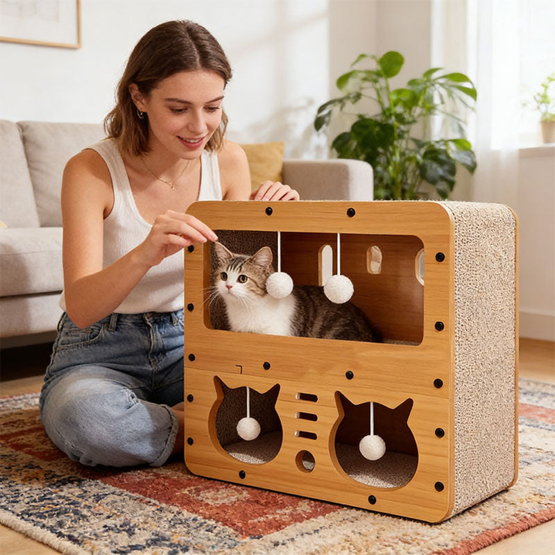 3-in-1 Cat House, Bed & Scratch Post