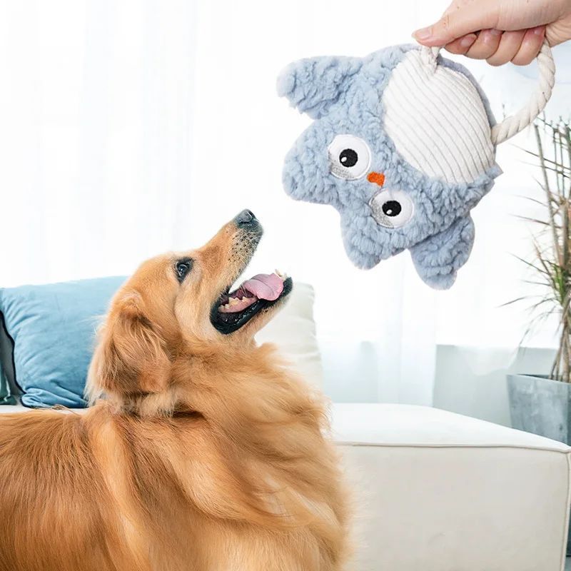 Plush Dog Toy Animals Shape Bite Resistant Squeaky Toys Corduroy