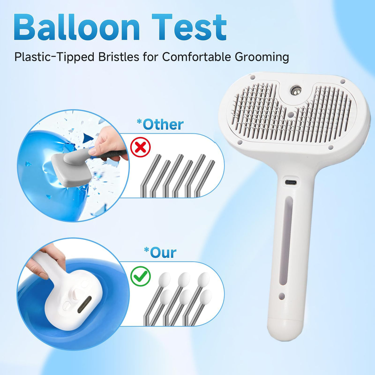 Steam Brush For Cats & Dogs, Cool Mist Self-Cleaning Comb