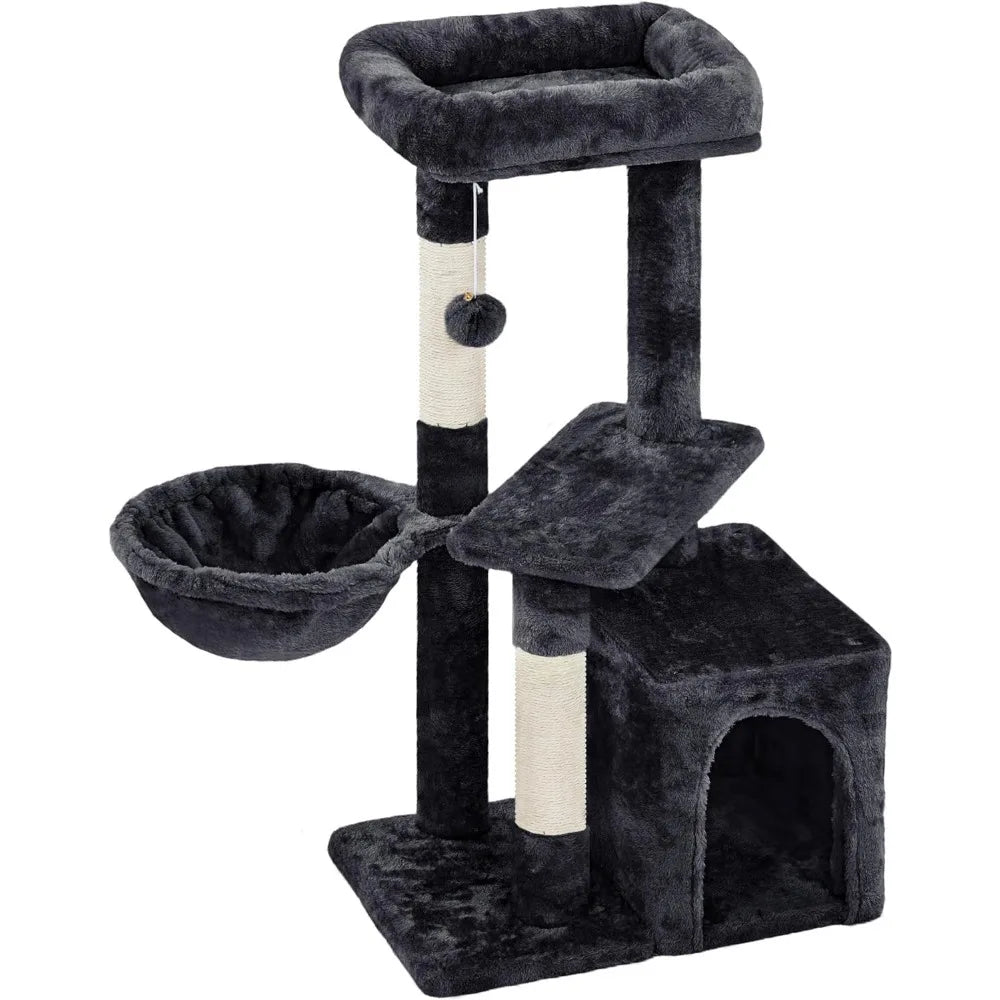 34''H Cute Cat Tree with Condo Nest Platform Scratching Posts