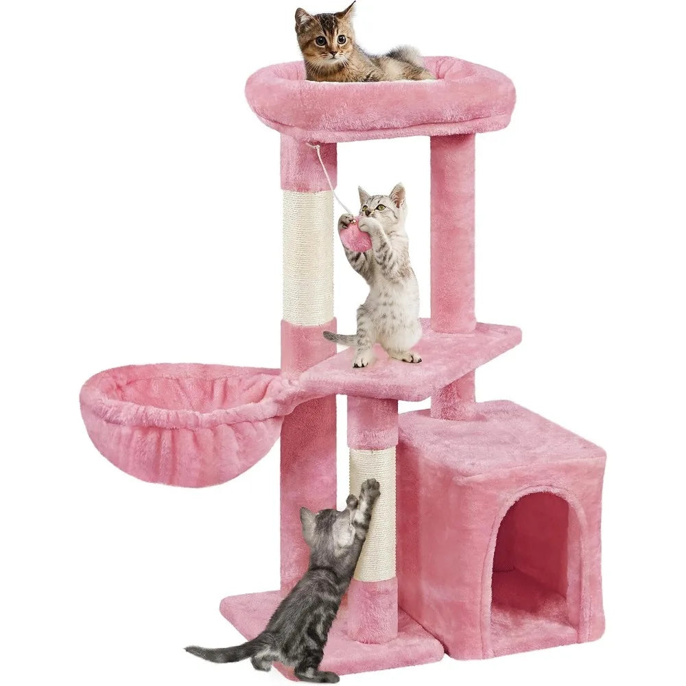 34''H Cute Cat Tree with Condo Nest Platform Scratching Posts