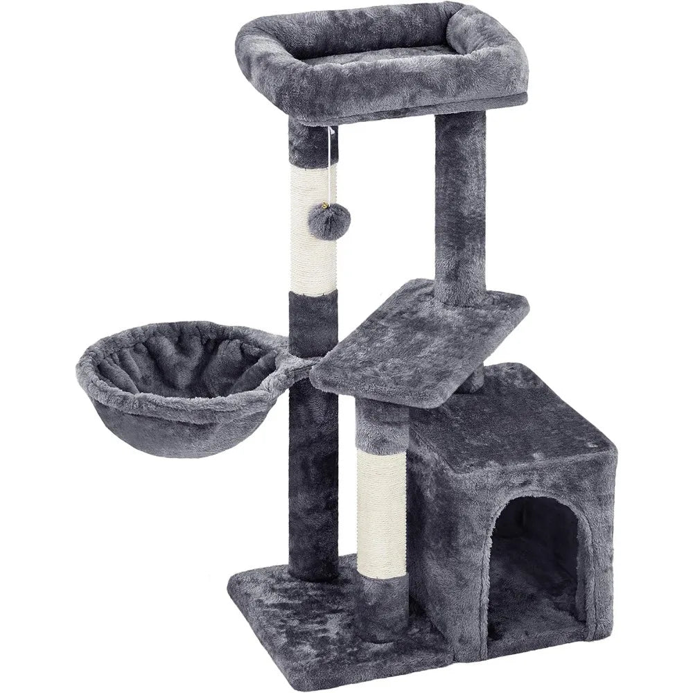 34''H Cute Cat Tree with Condo Nest Platform Scratching Posts
