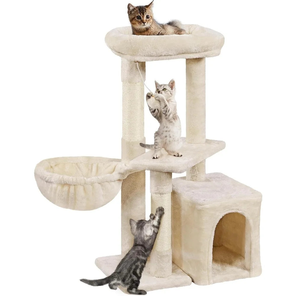 34''H Cute Cat Tree with Condo Nest Platform Scratching Posts