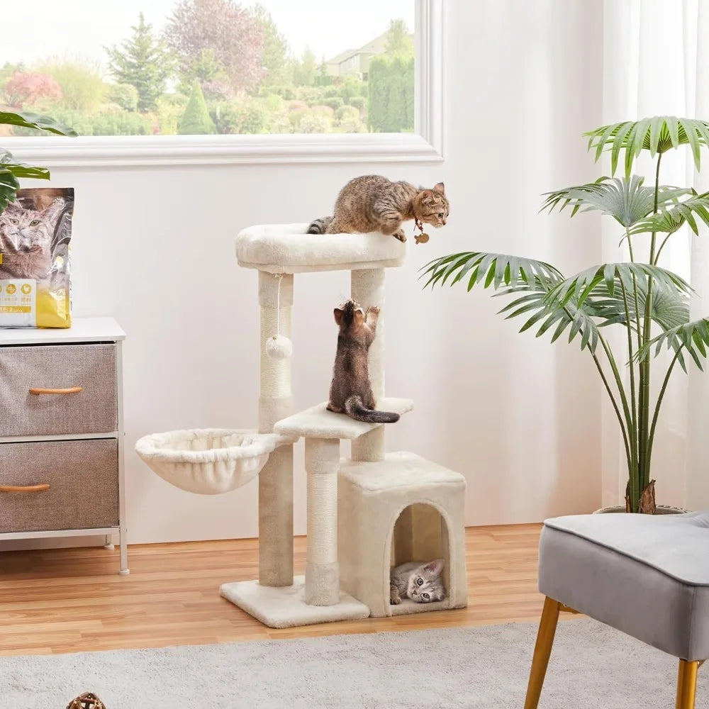 34''H Cute Cat Tree with Condo Nest Platform Scratching Posts