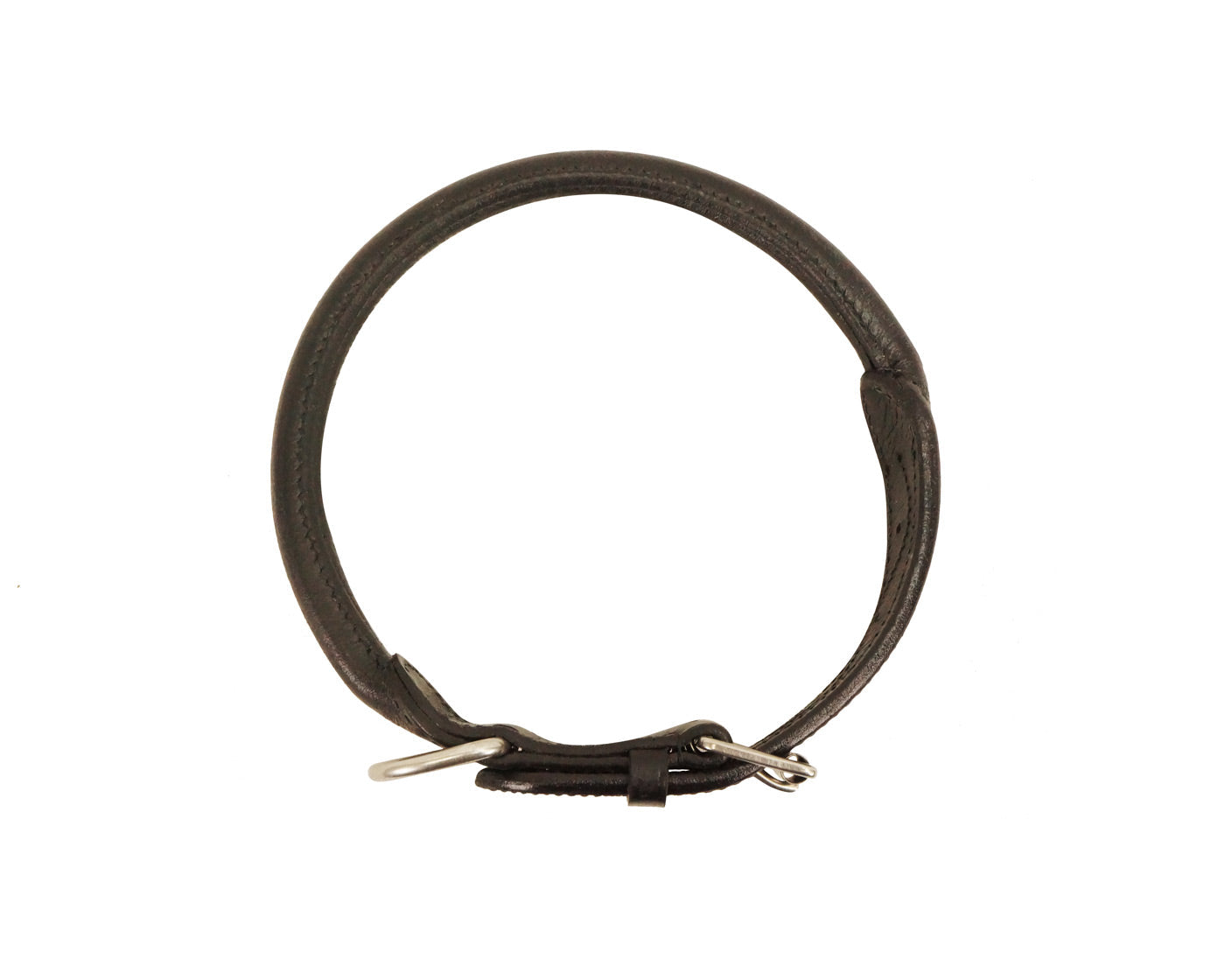 Round Rolled Fancy Leather Dog Collar with Stainless Buckle