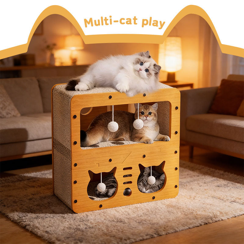 3-in-1 Cat House, Bed & Scratch Post
