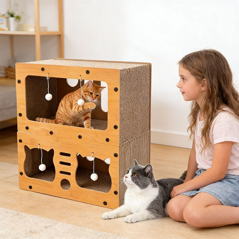 3-in-1 Cat House, Bed & Scratch Post