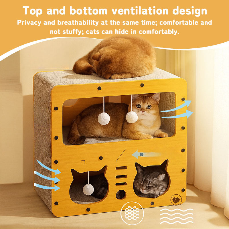 3-in-1 Cat House, Bed & Scratch Post