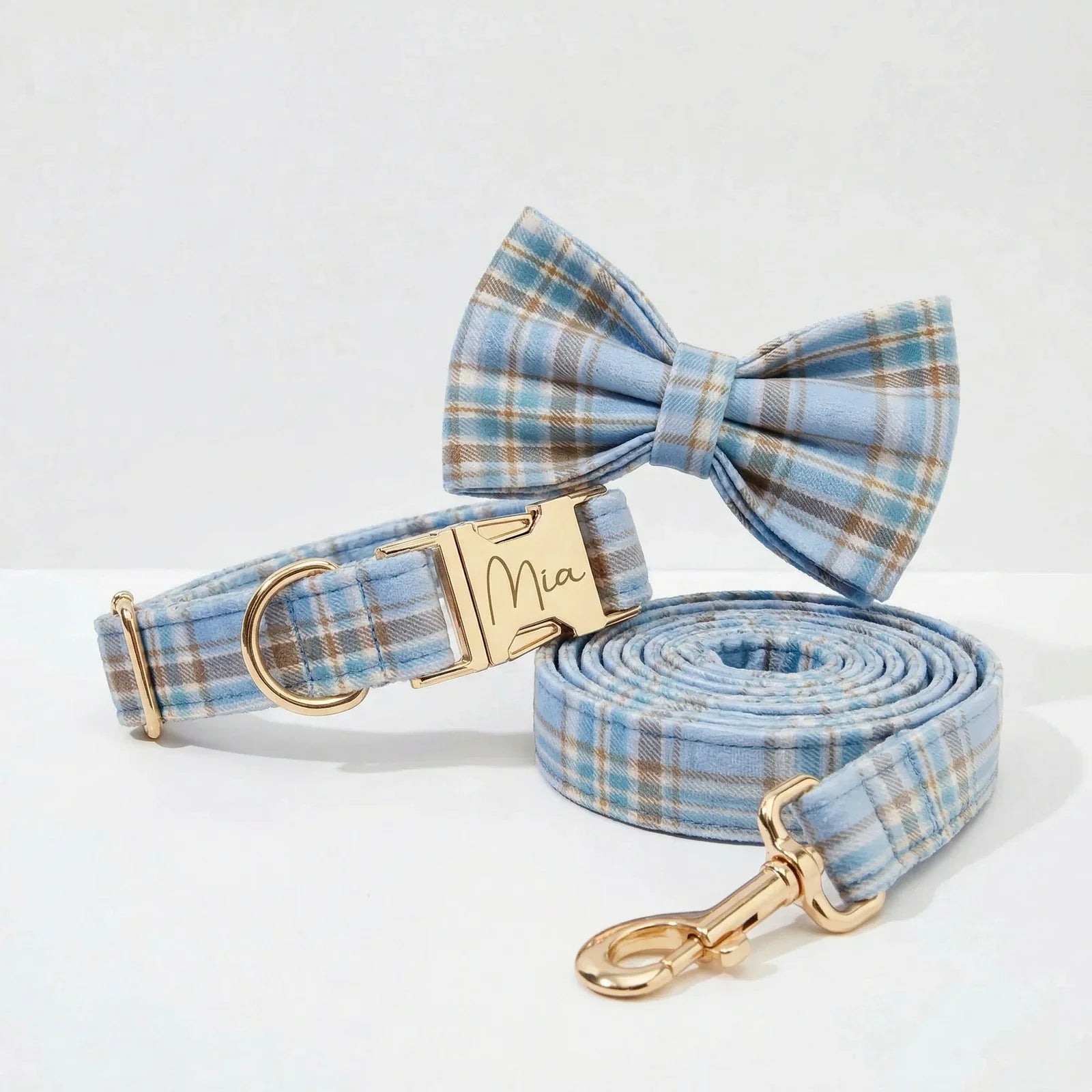 Blue Plaid Harness Set